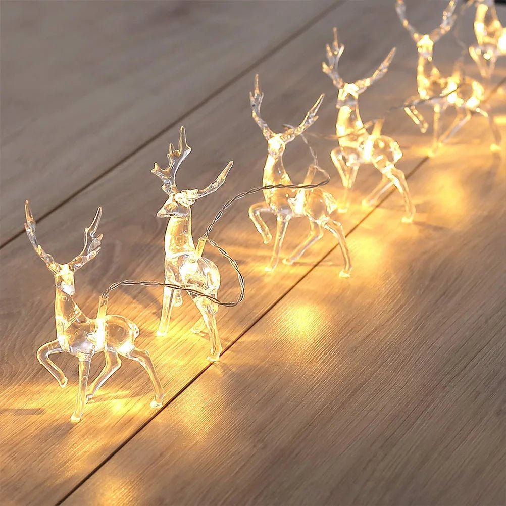 1.5M 10 - LED Christmas Reindeer String Lights – Festive Fairy Garland - Home Decor GIMazNiche